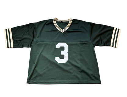 Green sports jersey with number 3 on front